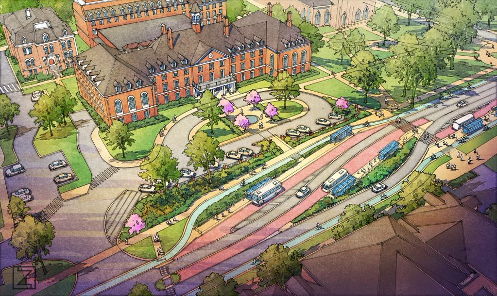 Drawing of the MCORE project in front of the Illini Union
