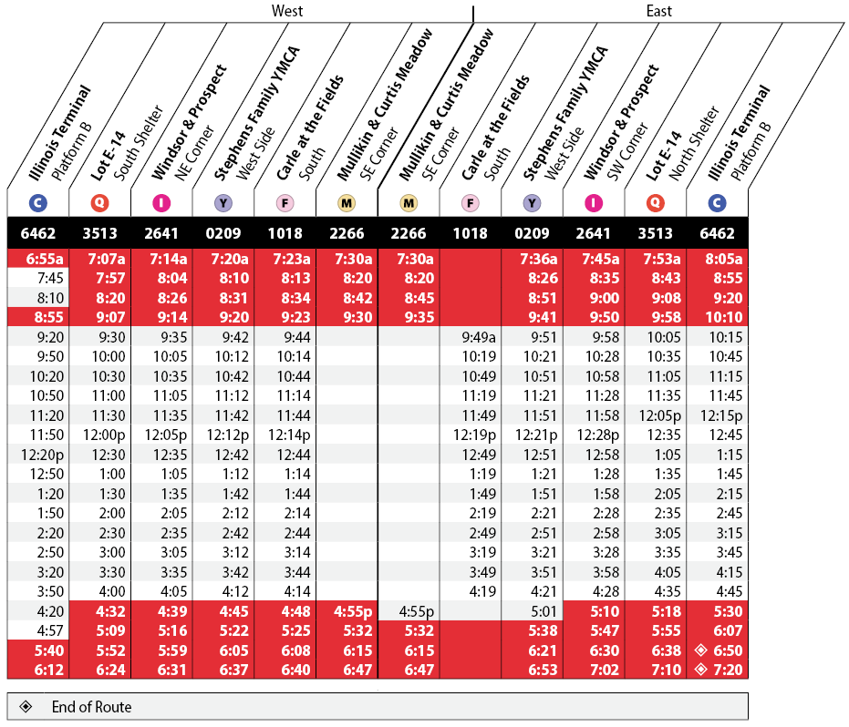 Proposed updated weekday schedule for the Navy route for the 2026–2027 service year.