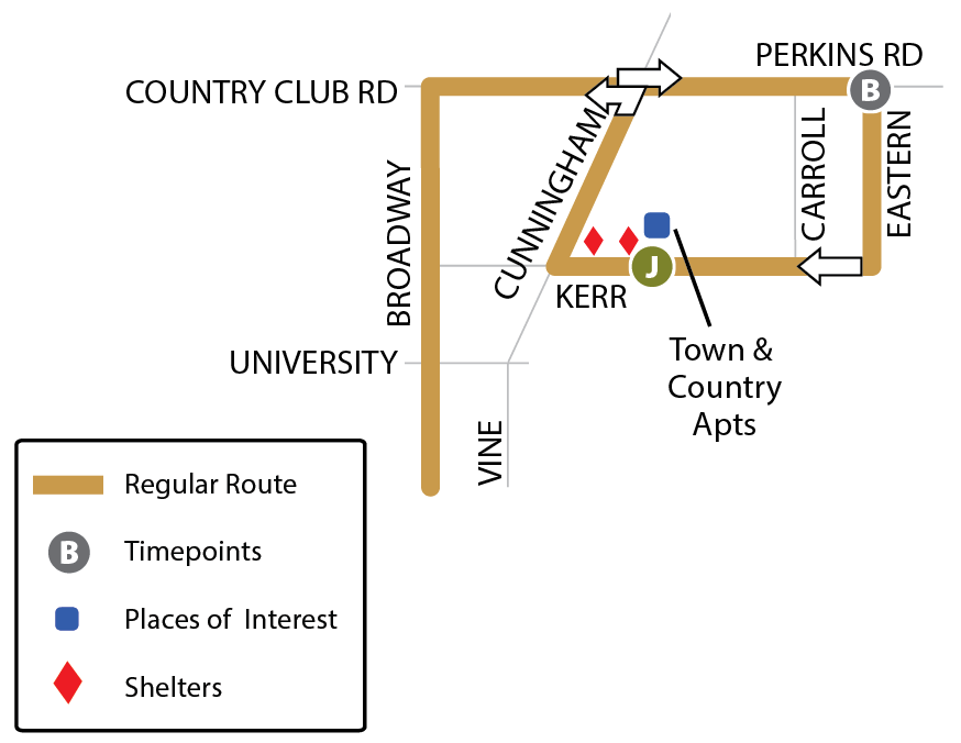 Map illustrating a proposed routing change on the 10 Gold, which will no longer operate on Carroll Avenue.
